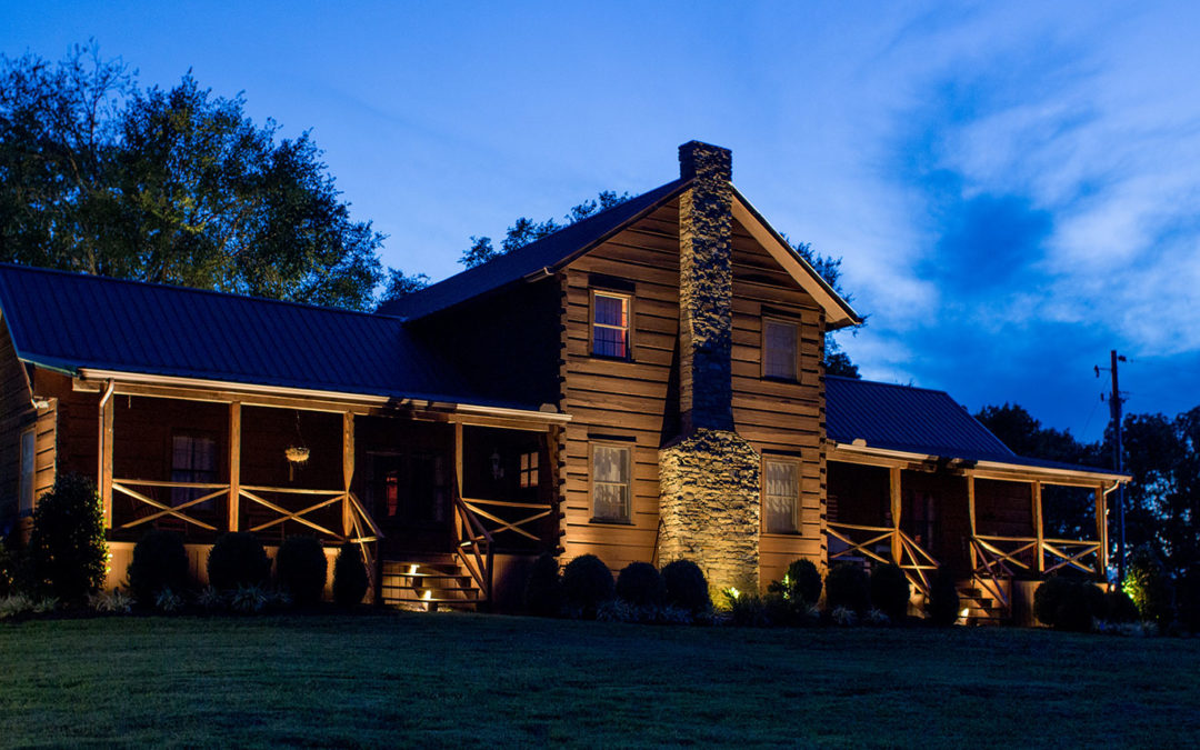 customer low voltage lighting on log home