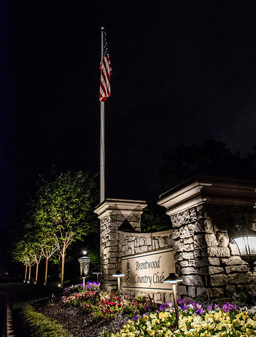 Flagpole and Entrance Lighting for Brentwood Country Club Light Up