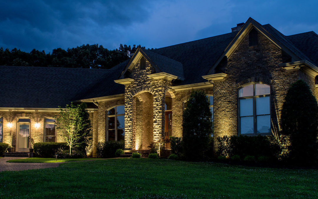 Architectural uplighting on home in Cross Plains, TN