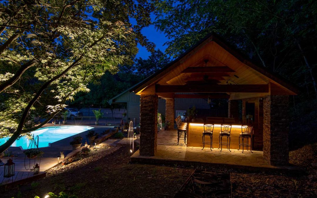 Outdoor living spaces and pool lighting