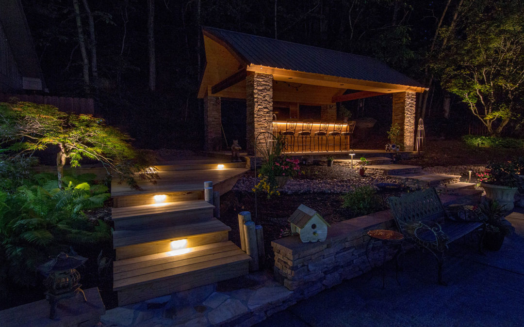 Step and landscape lighting in outdoor living space in Goodlettsville, TN