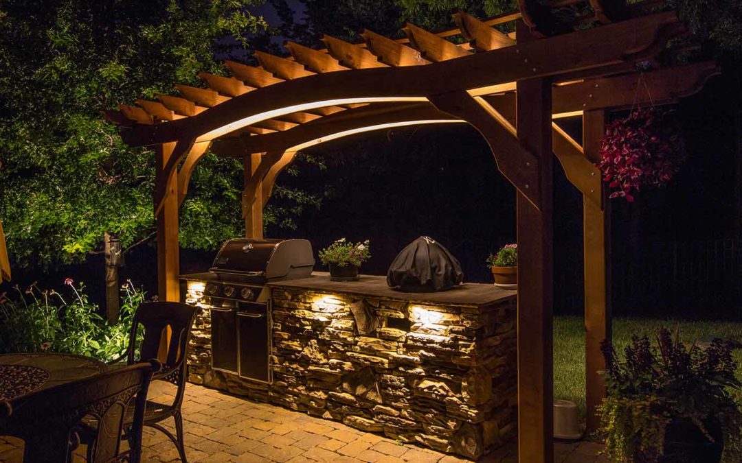 lighting solutions for pergola over outdoor kitchen