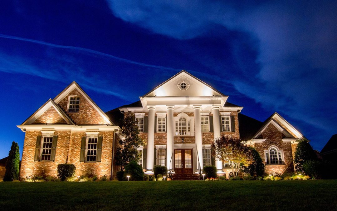 Architectural and column lighting on home in Brentwood, TN