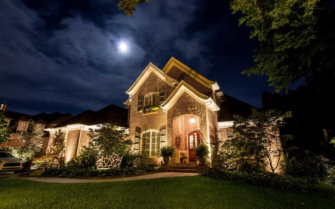 Landscape and architectural lighting on home in Nashville, TN