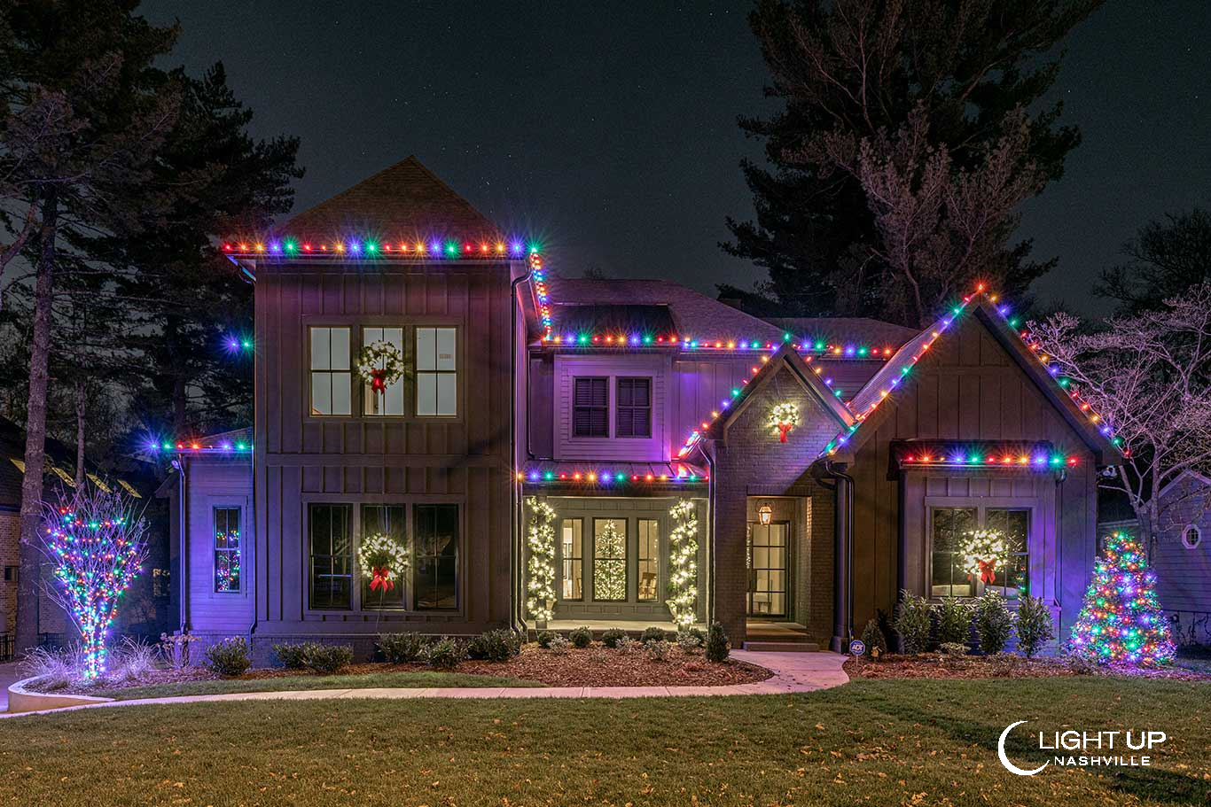 Modern Home with Multi-Color Lights