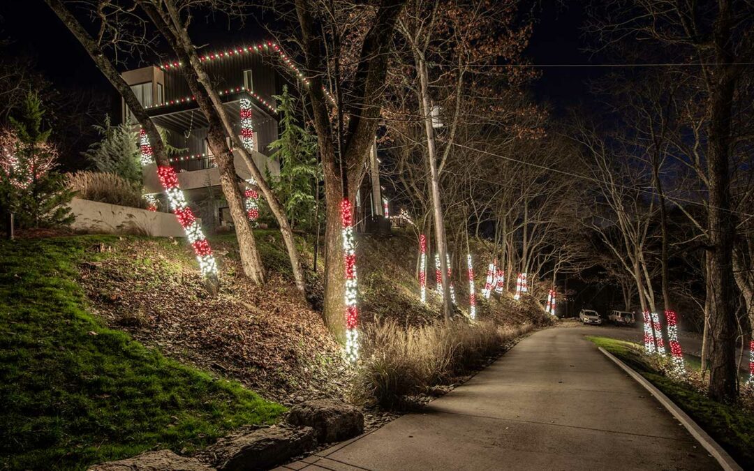 candy cane tree wraps christmas light display